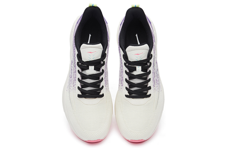 Erke Textile, Synthetic Leather Cushioning Slip Resistant Abrasion Resistant Low top Running Shoes Men’s White Purple
