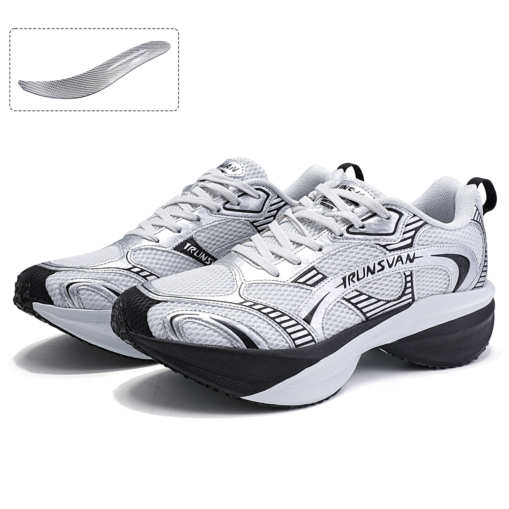 IRUNSVAN Low top Running Shoes Unisex Silver Gray