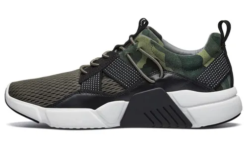 Skechers Block Running Shoes Men's Low Top Olive/White