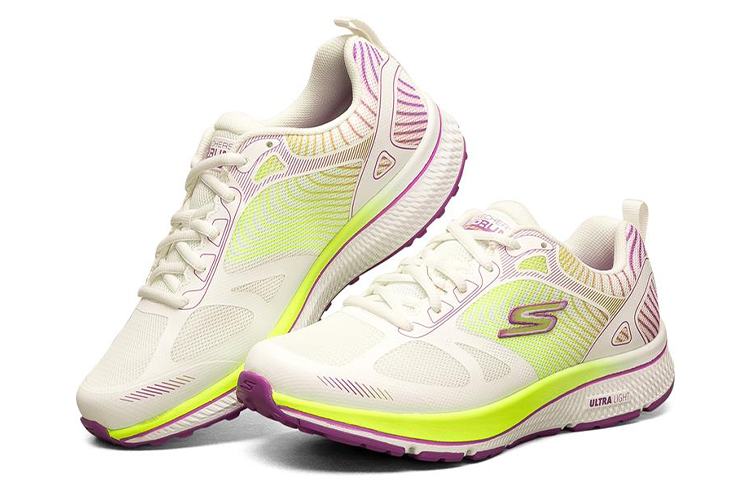 Skechers Go Run Consistent Textile, Synthetic Leather Low top Casual Running Shoes Women’s Yellow Purple