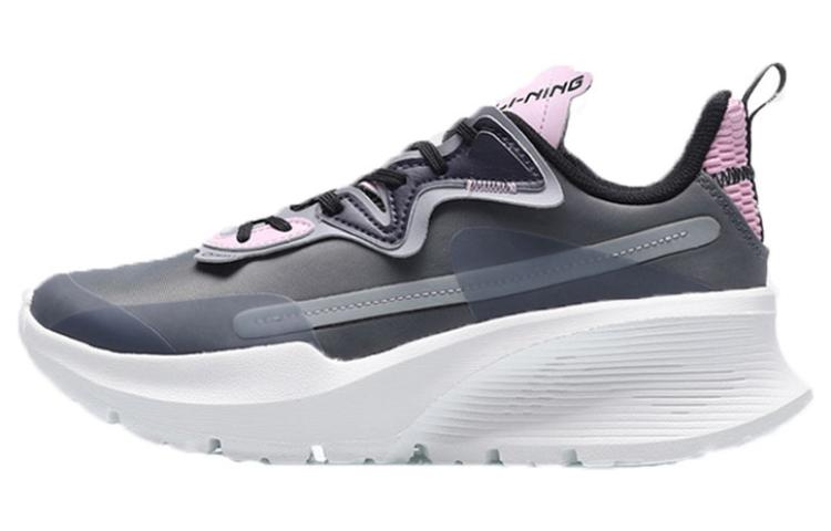 Li Ning Cushioning Slip Resistant Abrasion Resistant Rebound Low top Running Shoes Women’s Gray Pink