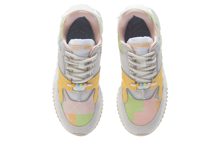 Li Ning 001 Running Shoes Women’s Low Top Mist White/Milk Orange Yellow