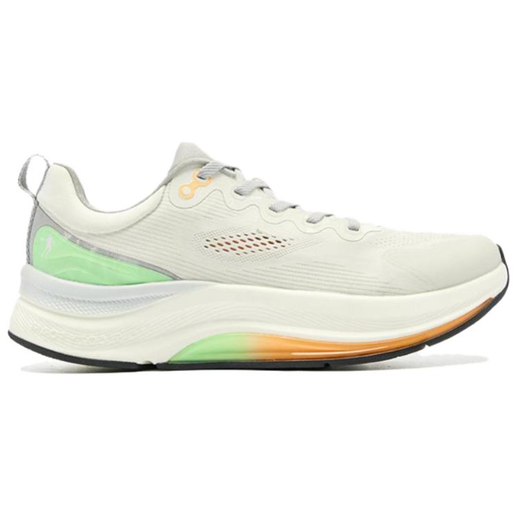 QIAODAN Cushioning Slip Resistant Abrasion Resistant Low top Cushioning Gel Casual Running Shoes Men’s White Gray Green