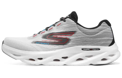 Skechers GO RUN Swirl Tech Speed Comfortable Cushioning, Wear Resistant Low top Running Shoes Men's White Gray