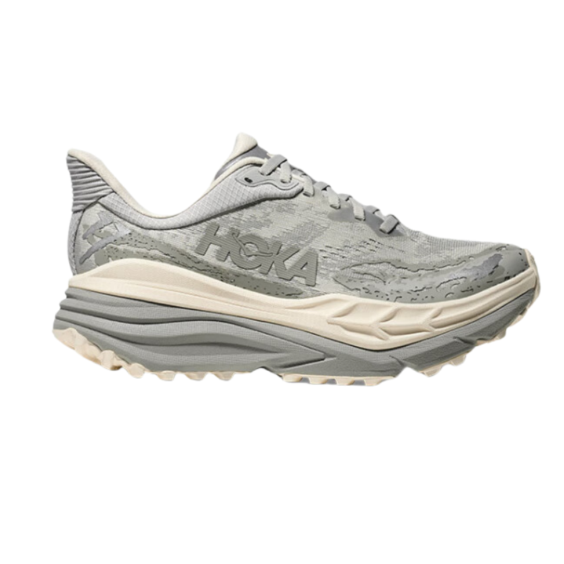 HOKA ONE ONE Stinson 7 Textile, Synthetic Leather Low top Trail Running Shoes Men’s Gray White