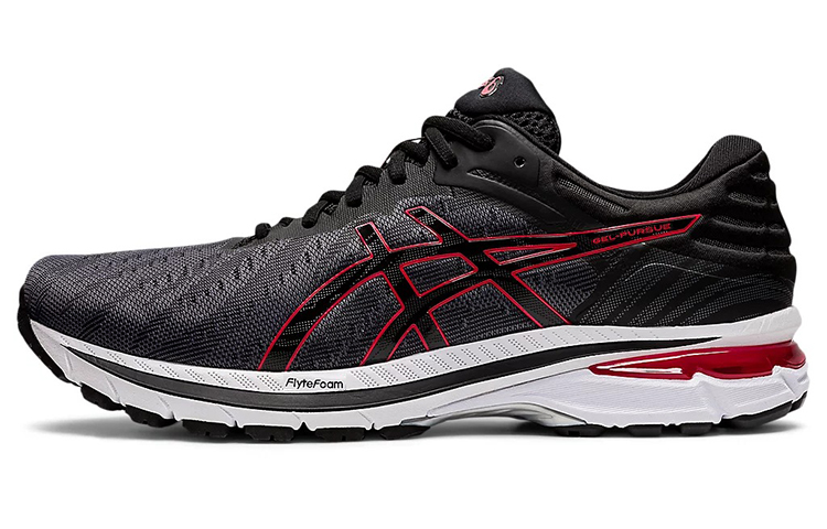 Asics Gel Pursue 7 Comfortable Low top Running Shoes Men's Black Red 2E Width