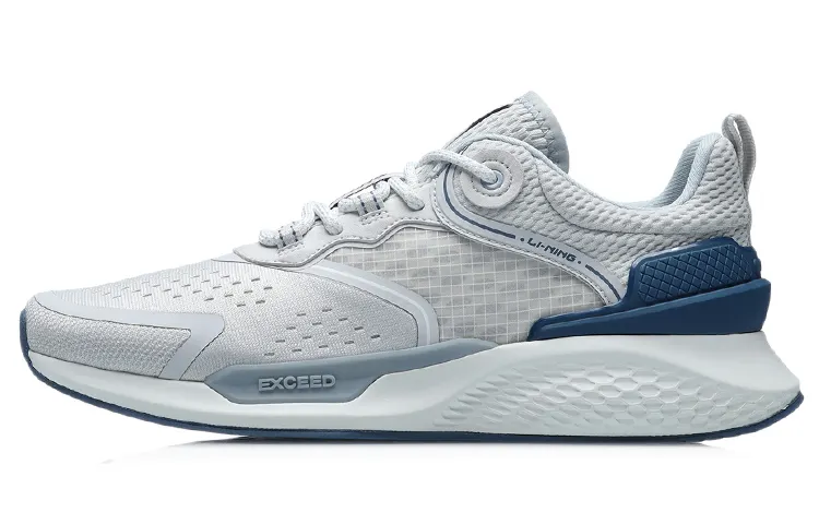 Li Ning Slip Resistant Abrasion Resistant Low top Running Shoes Unisex Gray Blue