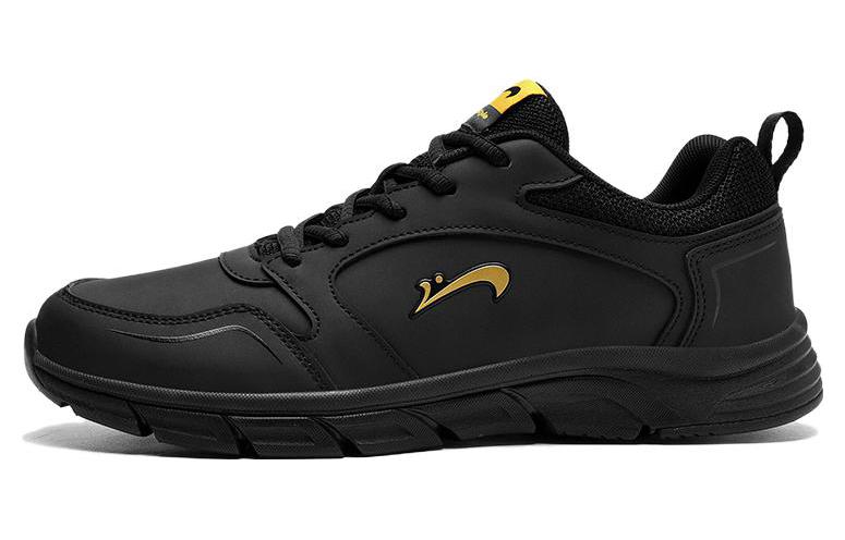 K bird Comfortable Cushioning Slip Resistant Waterproof Low top Running Shoes Men’s Black Gold
