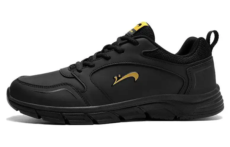 K bird Comfortable Cushioning Slip Resistant Waterproof Low top Running Shoes Men's Black Gold