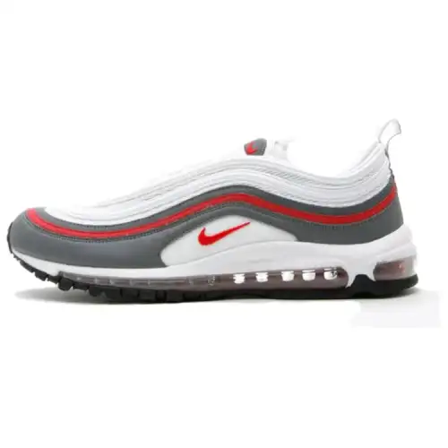 Nike Air Max 97 Comfortable And Lightweight Low top Casual Running Shoes Men's White Red