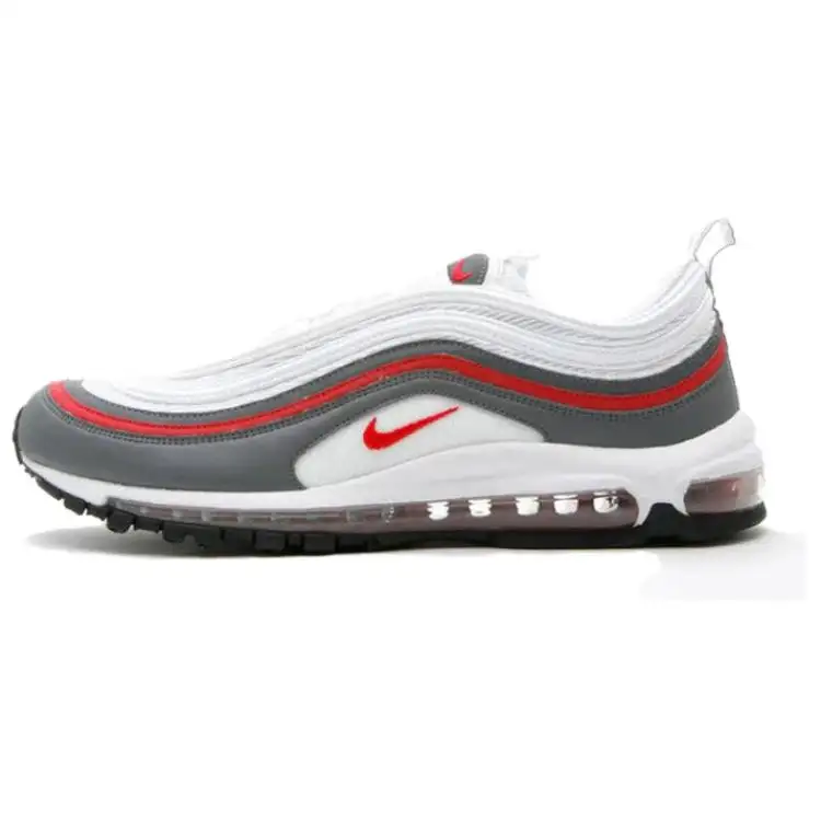 Nike Air Max 97 Comfortable And Lightweight Low top Casual Running Shoes Men's White Red