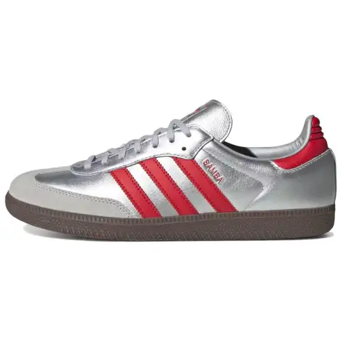 Adidas Originals SAMBA OG Abrasion Resistant Abrasion Resistant Low top Skateboard Shoes Unisex Silver Red