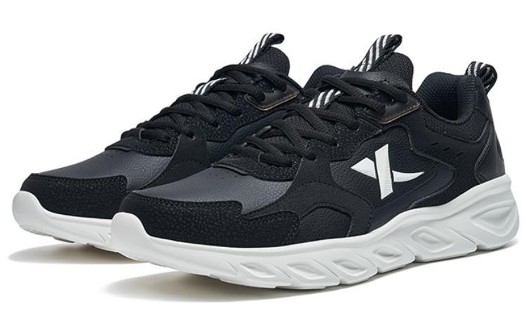 XTEP Cushioning Slip Resistant Abrasion Resistant Low top Running Shoes Men’s Black White