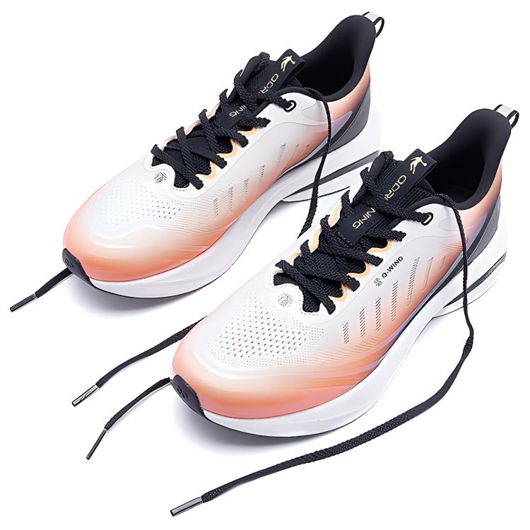 QIAODAN Cushioning, Wear Resistant Low top Casual Running Shoes Men’s White Orange Black