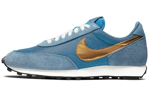 Nike Daybreak SP waffle shoes Metallic Gold retro comfortable suede shock-absorbing anti-slip wear-resistant low-top running shoes men and women same style navy blue