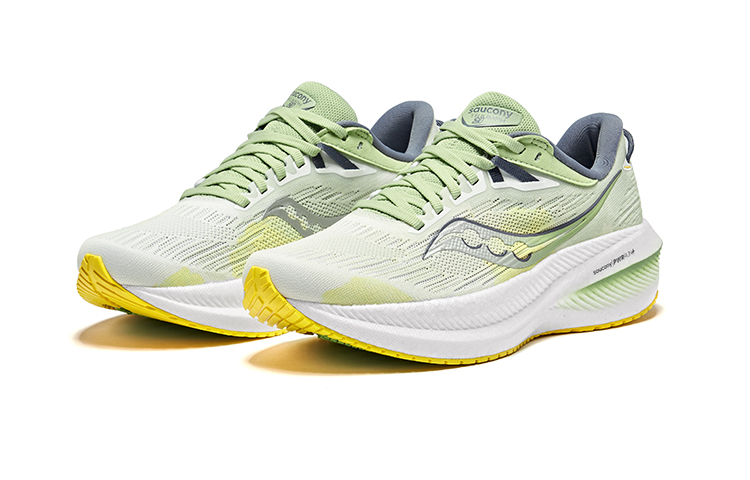 Saucony Triumph Victory 21 Fabric Cushioning Breathable Low top Casual Running Shoes Women’s White Green