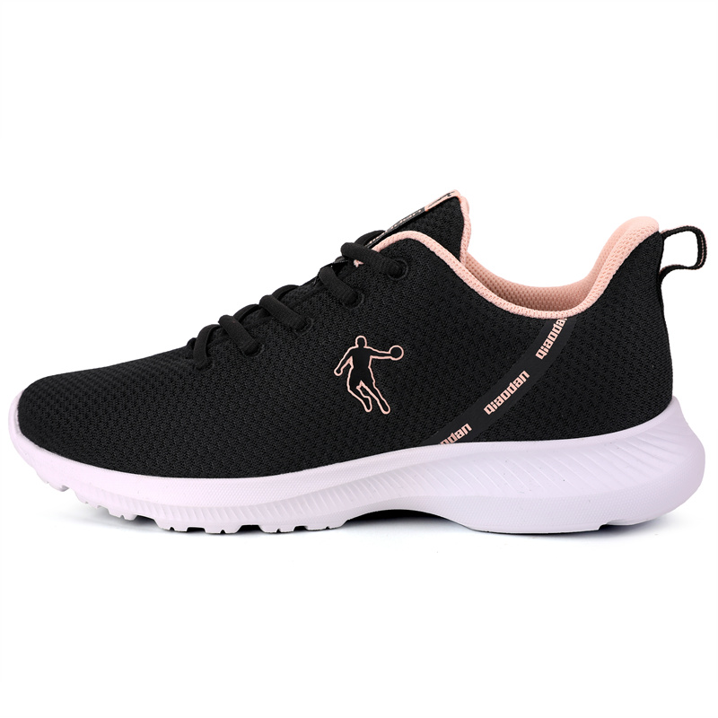 QIAODAN Cushioning Anti-Slip And Wear-Resistant Breathable Coverage Low-Top Running Shoes Women’s Black Pink