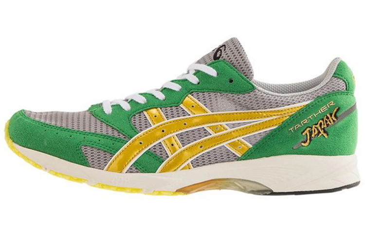 Asics Tarther Japan Abrasion Resistant Low top Running Shoes Men's Gray Green With Yellow Accent