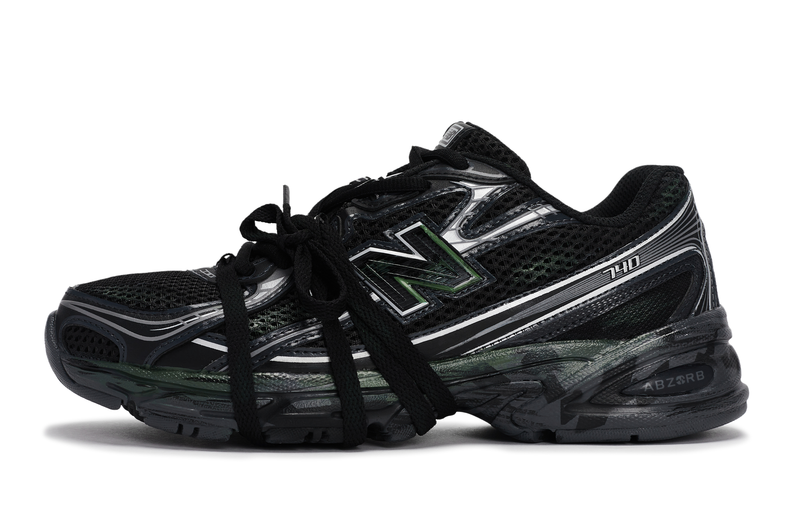 New Balance NB 740 Abrasion Resistant Abrasion Resistant Low top Running Shoes Unisex Black Silver Green