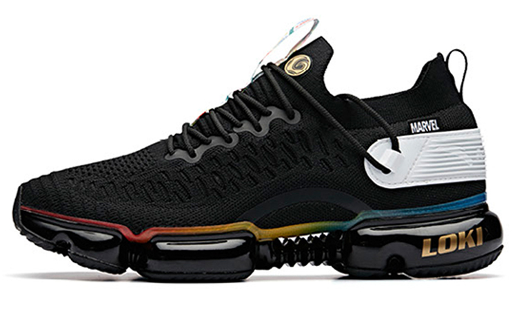 MARVEL x Anta SEEED Non slip Lightweight Low top Running Shoes Men's Black Rainbow