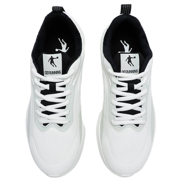 QIAODAN Textile, Synthetic Leather Slip Resistant Abrasion Resistant Low top Casual Running Shoes Men’s White Green