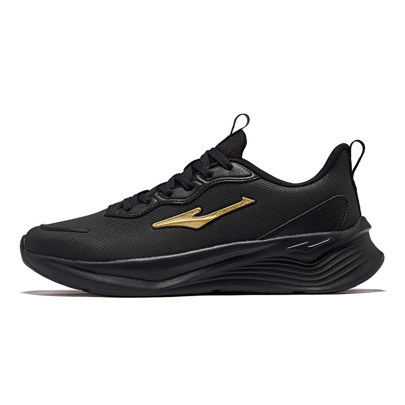 Erke Cushioning Slip Resistant Lightweight Low top Casual Running Shoes Men’s Black Gold