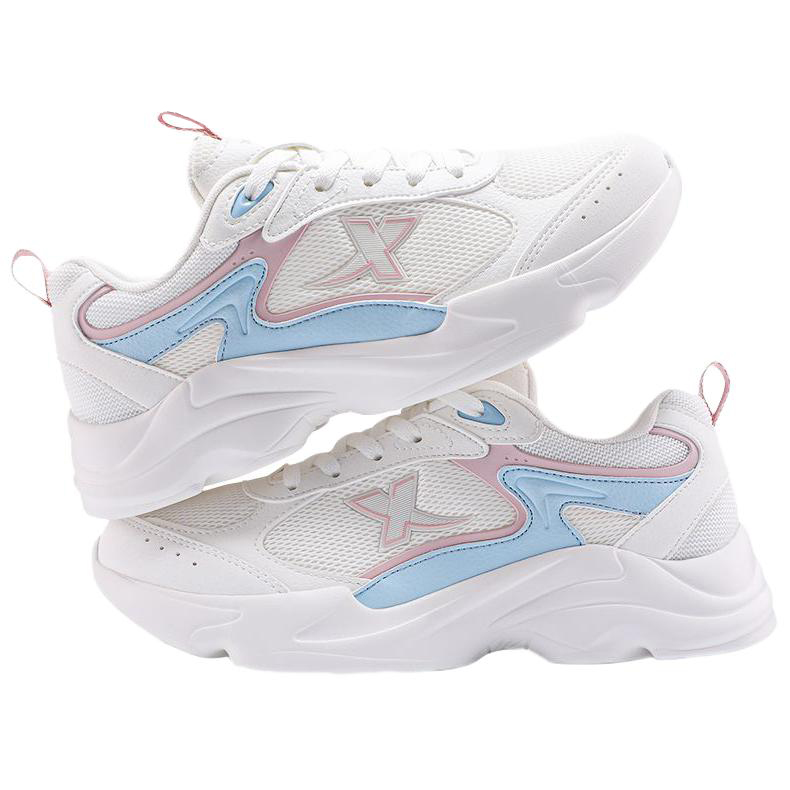 XTEP Hydrogen Wind Technology Breathable And Lightweight Low top Casual Running Shoes Women’s White Blue Pink