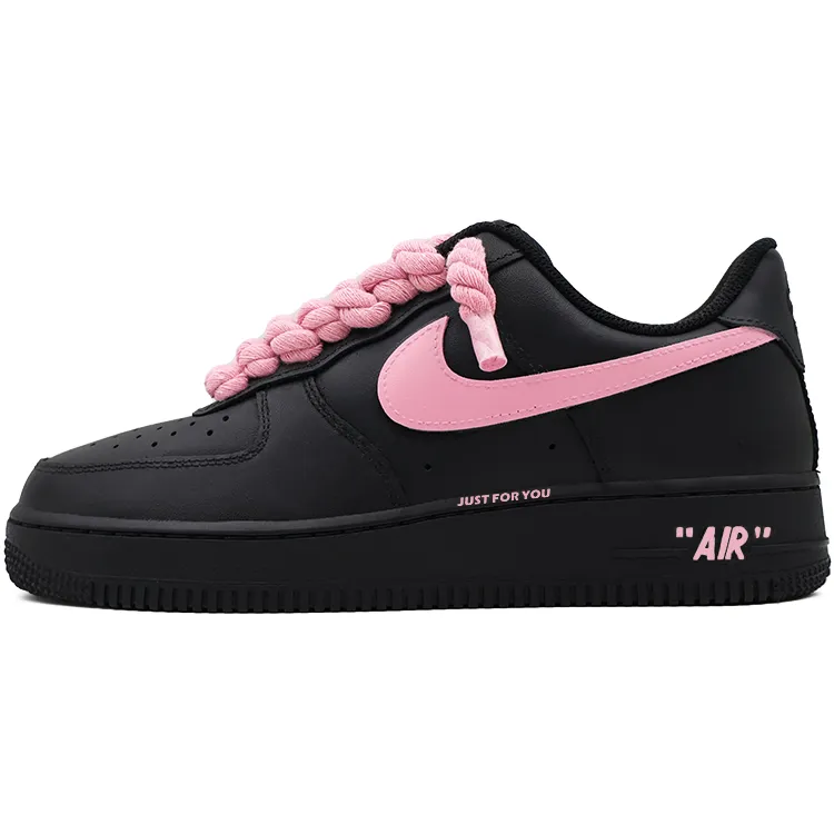 Nike Air Force 1 Slip Resistant Abrasion Resistant Low top Skateboard Shoes Unisex Black Pink