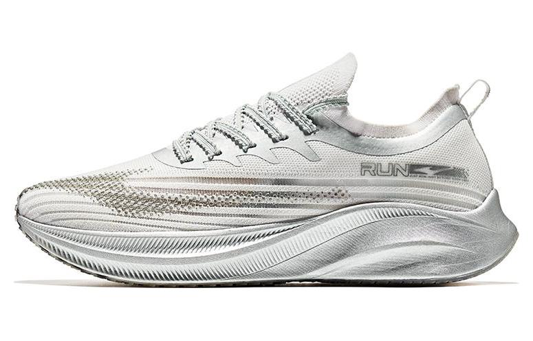 Erke Soft And Comfortable Cushioning Slip Resistant Abrasion Resistant Rebound Low top Running Shoes Men’s White Silver