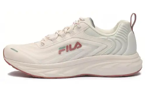 FILA Abrasion Resistant Breathable Low top Running Shoes Women's Beige White Pink