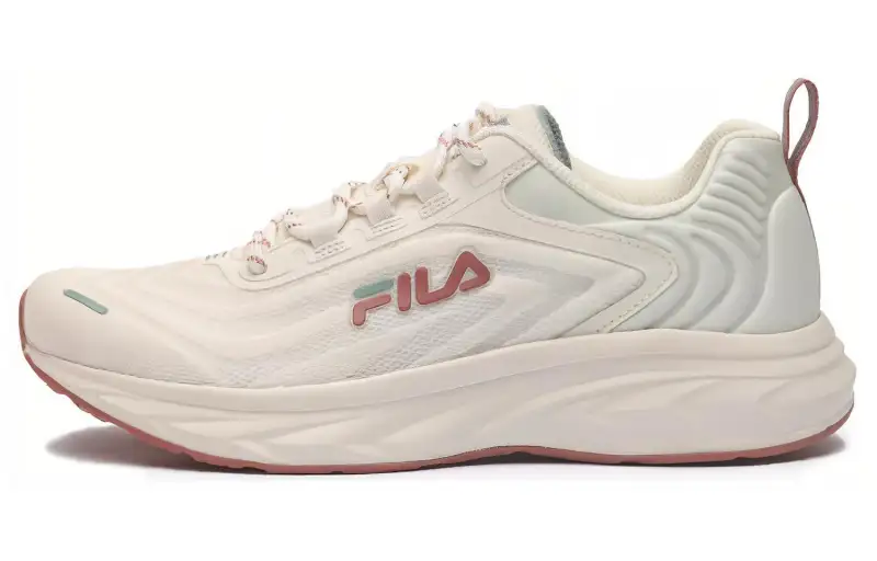 FILA Abrasion Resistant Breathable Low top Running Shoes Women's Beige White Pink