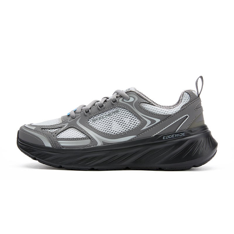 Skechers Edgeride Textile, Top Grain Cow Leather Low top Casual Running Shoes Men’s Dark Gray