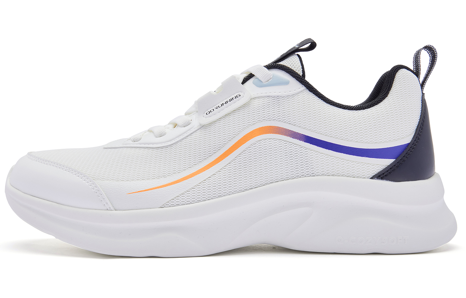 QIAODAN Cushioning Slip Resistant Abrasion Resistant Low top Running Shoes Men’s White Orange