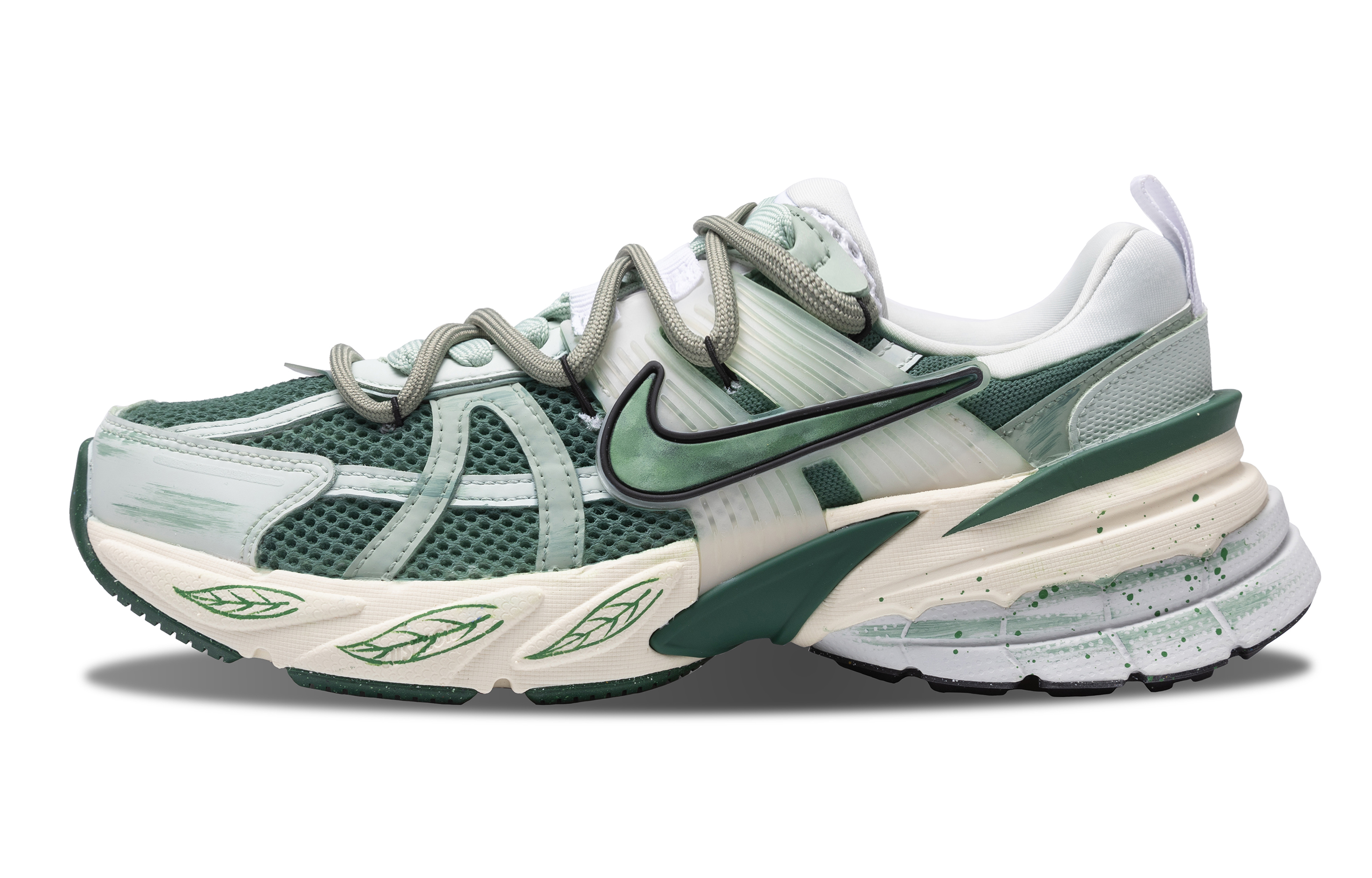 Nike V2K Run Abrasion Resistant Abrasion Resistant Low top Casual Running Shoes Women's Green White
