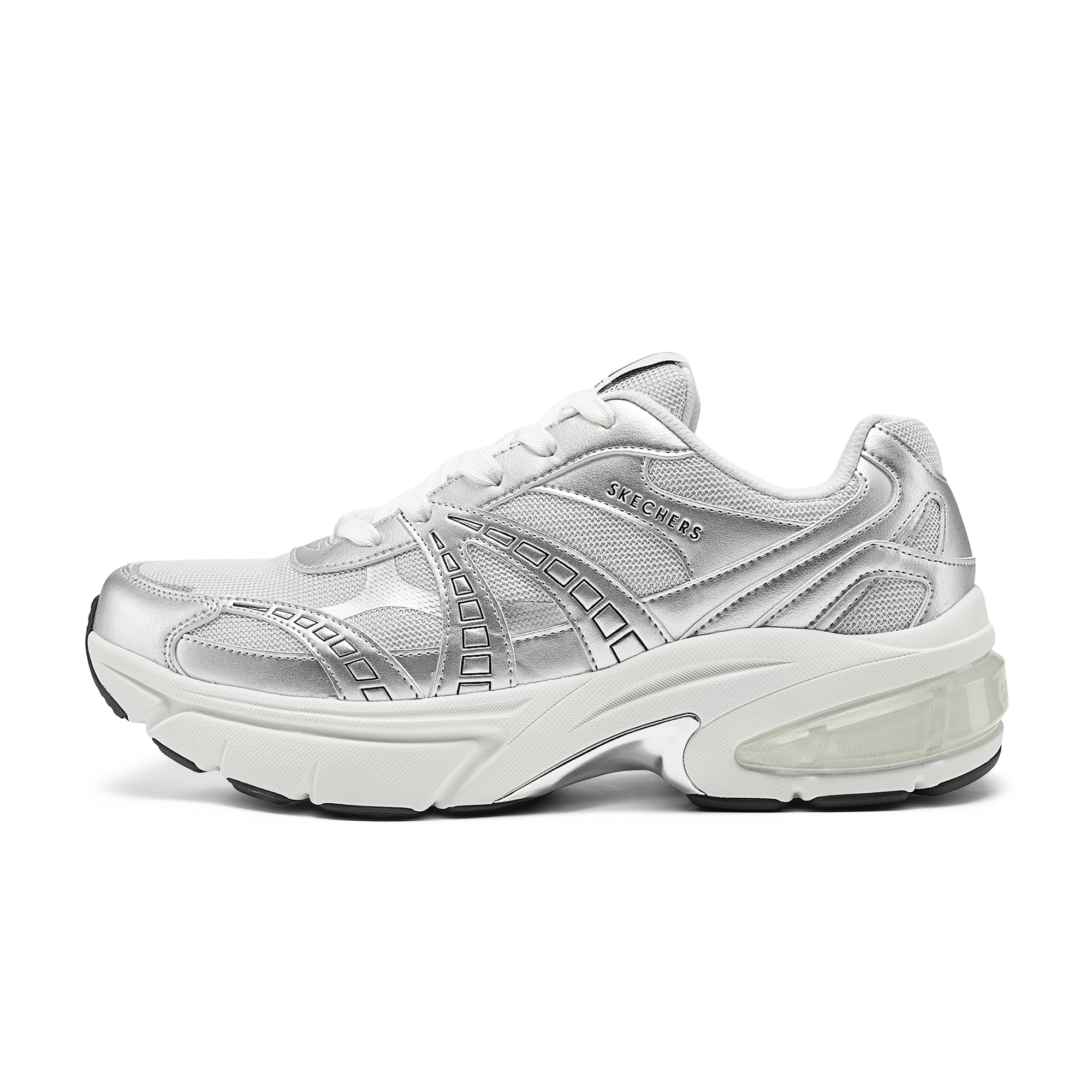 Skechers Breathable Lightweight Support Cushioning Balance Abrasion Resistant Low top Casual Running Shoes Men’s Silver