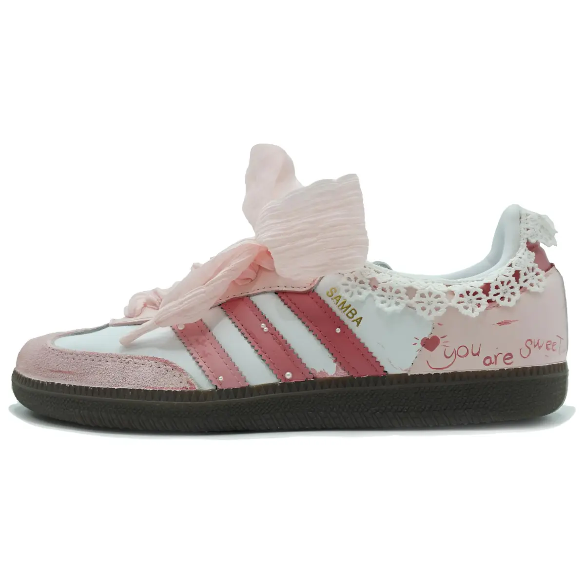 Adidas Originals SAMBA OG Abrasion Resistant Abrasion Resistant Low top Skateboard Shoes Unisex Pink White