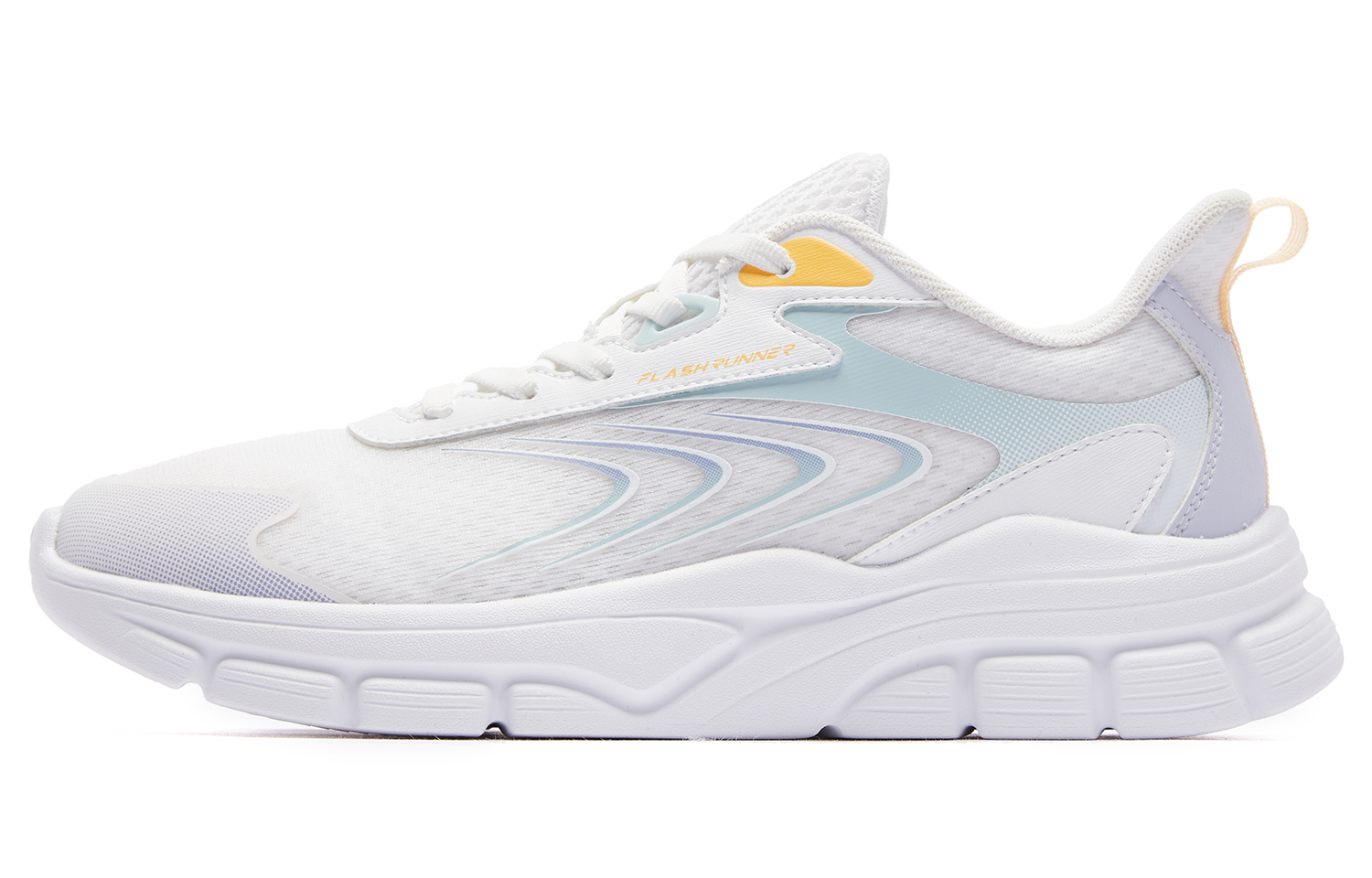 QIAODAN Mesh Slip Resistant, Abrasion Resistant, Breathable Low top Running Shoes Women’s White Cyan Purple