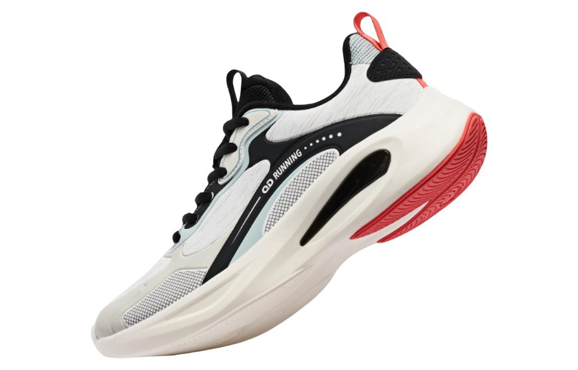 QIAODAN Comfortable Cushioning Slip Resistant Abrasion Resistant Low top Running Shoes Men’s White Black