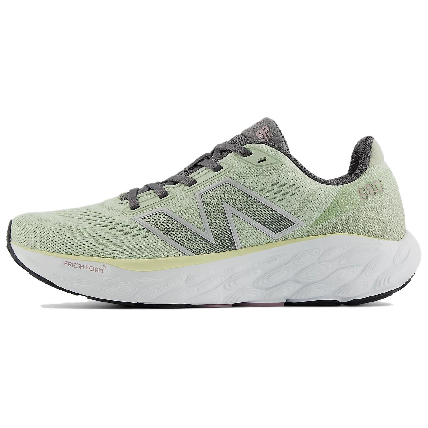 New Balance 880v14 soft and comfortable low-top casual running shoes for women, green and white