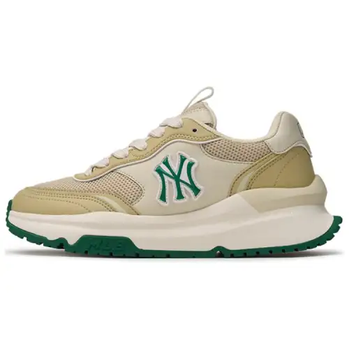 MLB Chunky Runner Synthetic Leather Cushioning, Wear Resistant Low top Running Shoes Unisex Beige Yellow