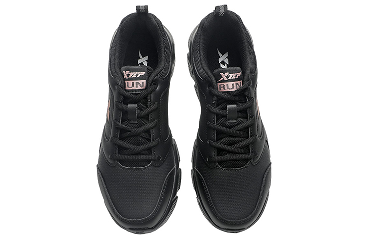 XTEP Synthetic Leather Waterproof And Lightweight Low top Running Shoes Women’s Black Gold