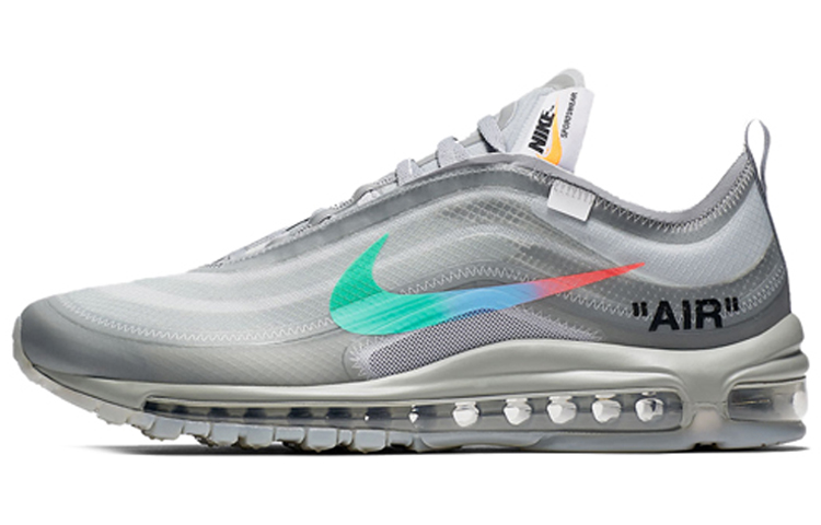 OFF-WHITE x Nike Air Max 97 OG Menta THE TEN retro joint rainbow low-top air cushion casual running shoes men and women same style gray green