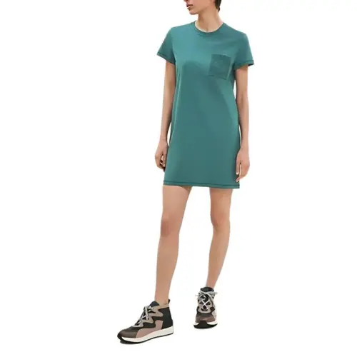 HERMES Short Sleeved Dresses Women's Green Crew Neck Moderate Short