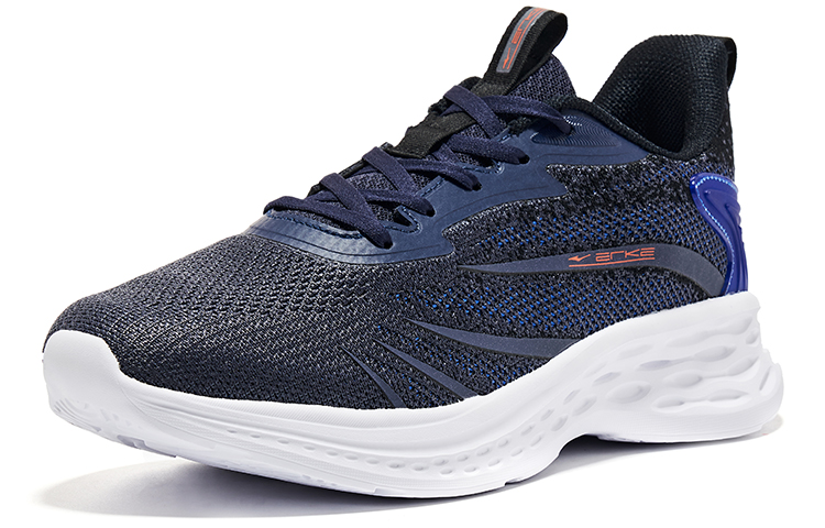 Erke Cushioning Slip Resistant And Breathable Low top Running Shoes Men’s Navy Blue Neon Orange