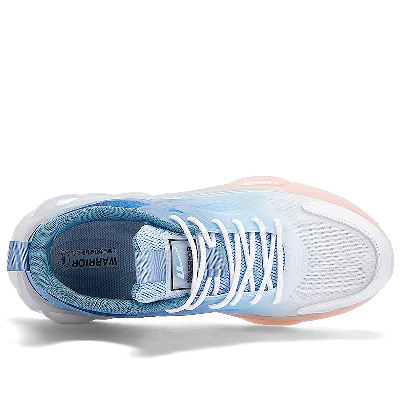 Warrior Breathable Mesh Cushioning Height Increasing Low top Running Shoes Men’s White Light Blue