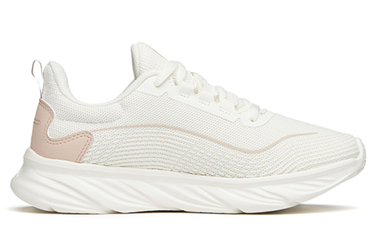 Anta Comfortable Round Toe Cushioning Slip Resistant Abrasion Resistant Low top Running Shoes Women’s Beige Pink