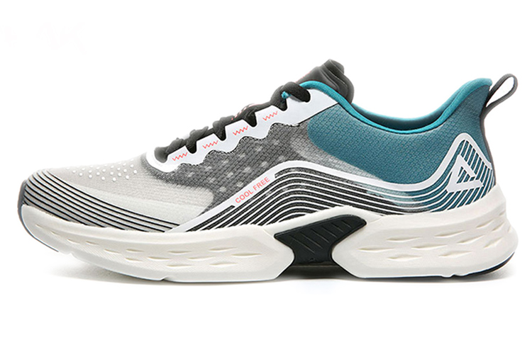 PEAK Cushioning Slip Resistant Abrasion Resistant Low top Running Shoes Men’s White Gray Blue