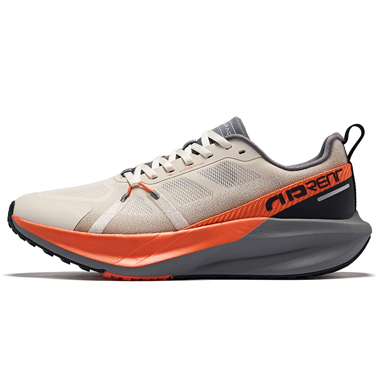 Erke Cushioning Rebound Low top Qidan Technology City Commuting Running Shoes Men’s Eggnog Gray Fluorescent Fire Orange