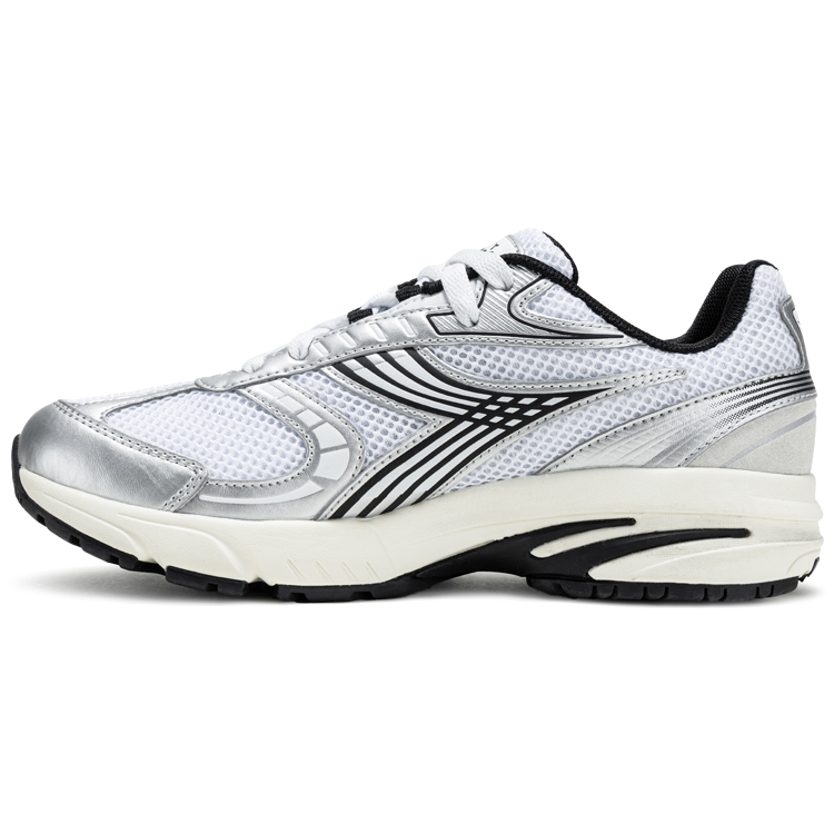Diadora Slip Resistant Abrasion Resistant Low Top Running Shoes Unisex White Silver