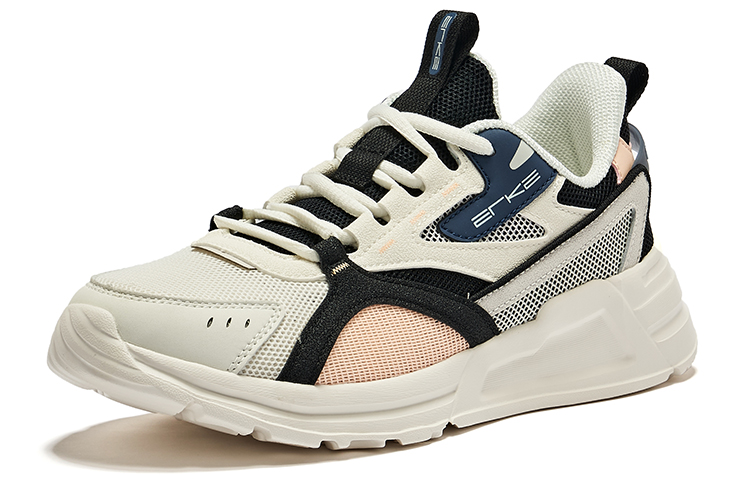 Erke Comfortable Cushioning Abrasion Resistant Breathable Low top Running Shoes Women’s Ivory White Gray Ink Blue